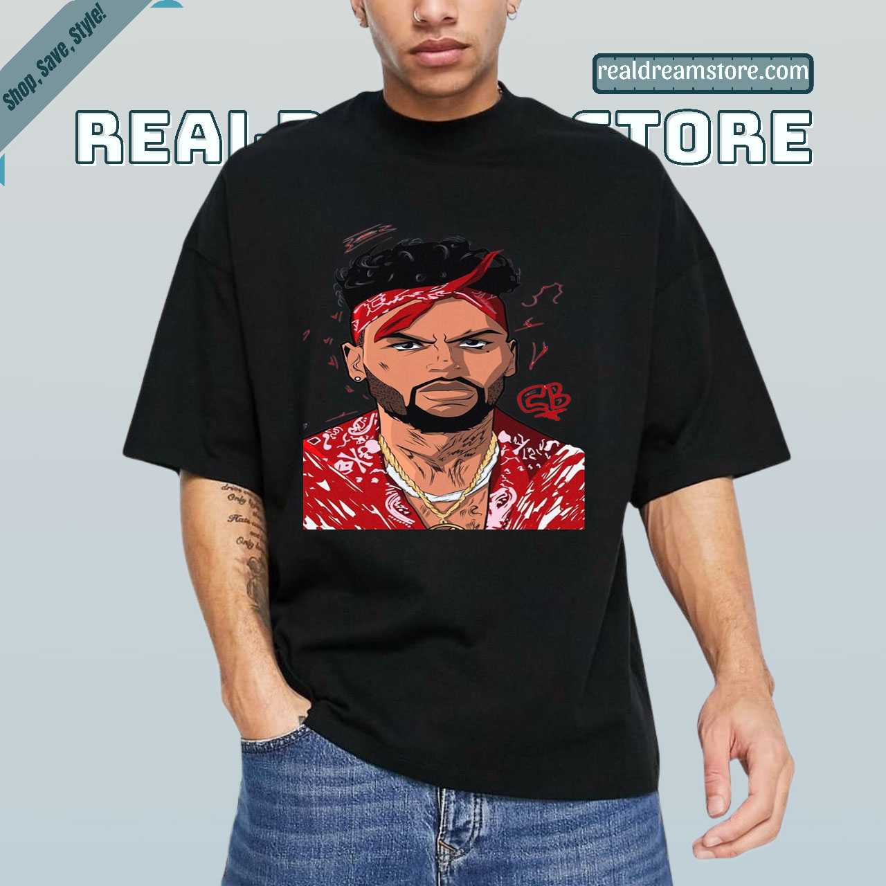 Chris Brown Edition Red Tshirt - Chris Brown Dark Color Tee For Fan